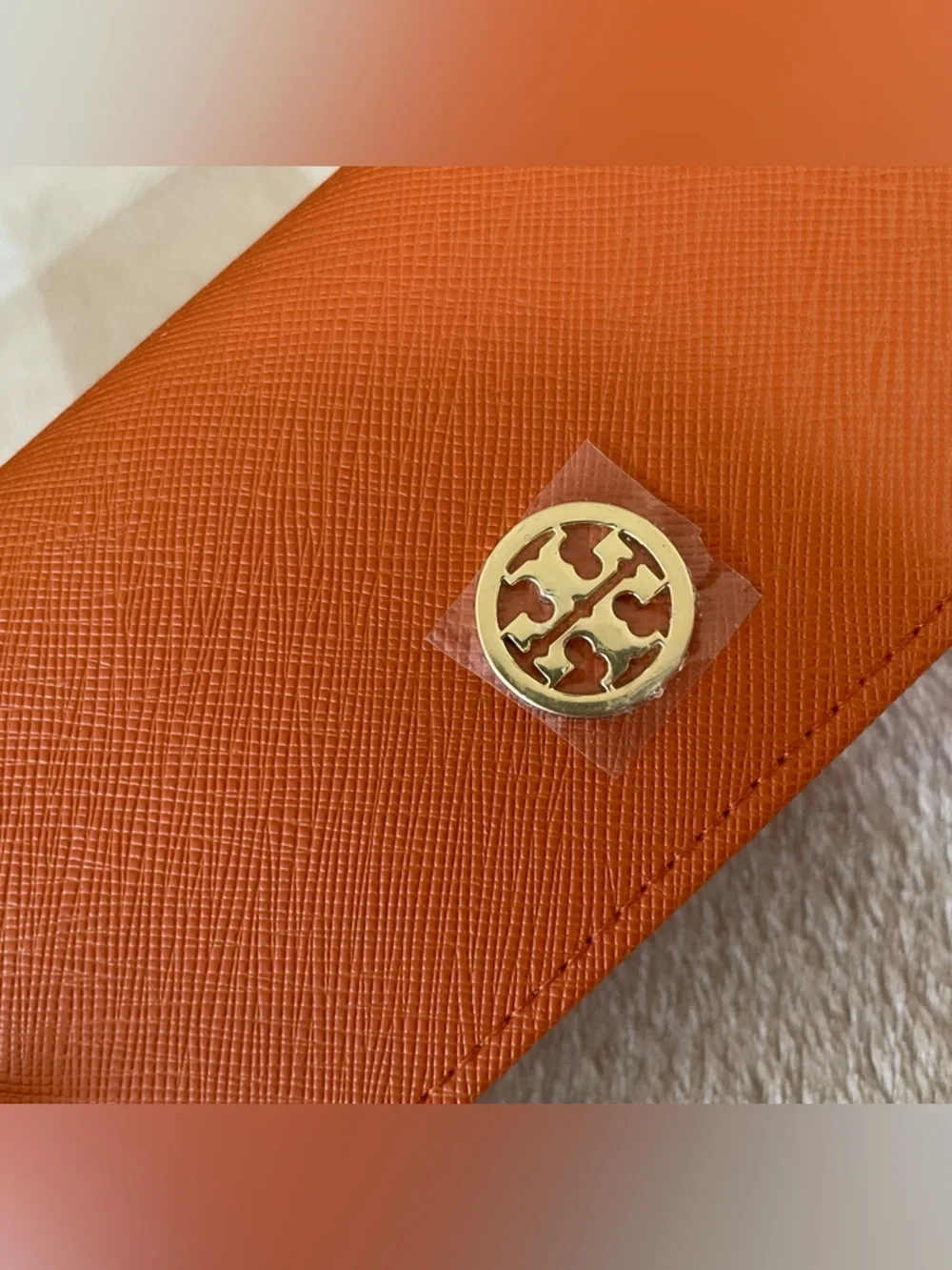 NEW Tory Burch Glasses Holder Orange with Gold Logo